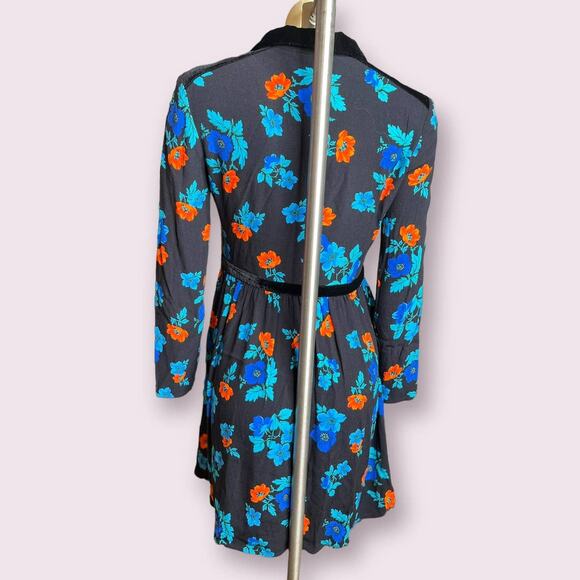 Maje Ruelli Imprime Blue Orange Floral Dress - Picture 6 of 9